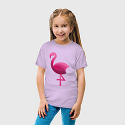 Футболка хлопковая детская Фламинго минималистичный, цвет: лаванда — фото 2