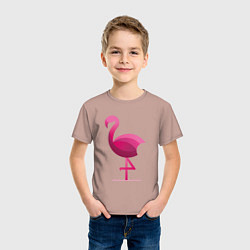 Футболка хлопковая детская Фламинго минималистичный, цвет: пыльно-розовый — фото 2