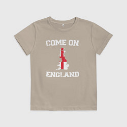 Футболка хлопковая детская Come on England, цвет: миндальный
