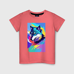 Детская футболка Wolf - pop art - neural network