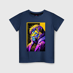 Детская футболка Могучий лев - поп-арт - нейросеть