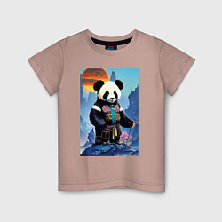 Детская футболка Панда на берегу озера - нейросеть