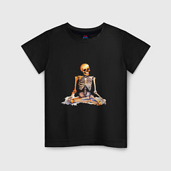Детская футболка Скелет в позе лотоса