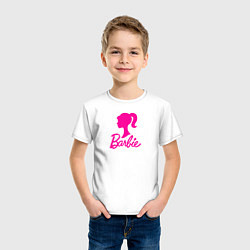 Футболка хлопковая детская Розовый логотип Барби, цвет: белый — фото 2