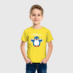 Футболка хлопковая детская Fly penguin, цвет: желтый — фото 2