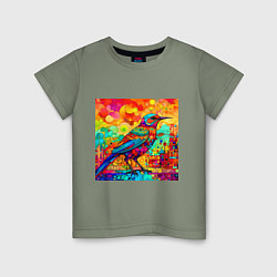Детская футболка Красочная птица - мозаика - нейросеть