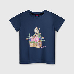 Детская футболка Акварель: Птичка и цветы
