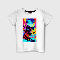 Футболка хлопковая детская Cool skull - pop art, цвет: белый