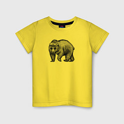 Футболка хлопковая детская Медведь в кепке, цвет: желтый
