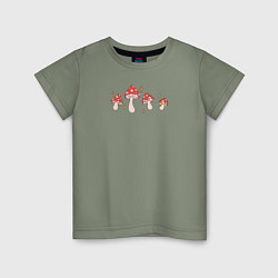 Детская футболка Грибы мухоморы в ретро стиле