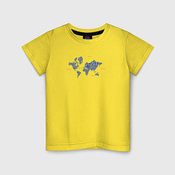 Детская футболка Синяя карта мира