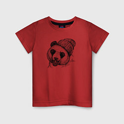 Футболка хлопковая детская Панда хипстер, цвет: красный