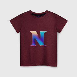Детская футболка Буква N градиент - нейросеть