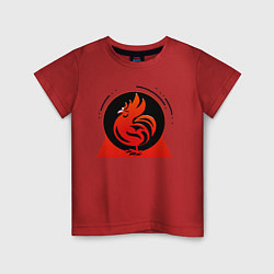 Детская футболка Петух - красный петушок в круге