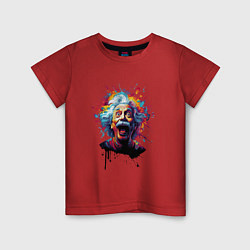 Детская футболка Эйнштейн с языком в краске