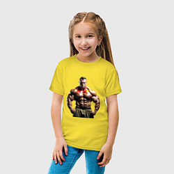 Футболка хлопковая детская Бодибилдер руки в боки, цвет: желтый — фото 2