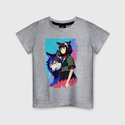 Детская футболка Девчонка со своим другом волком - аниме