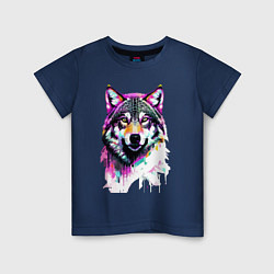 Детская футболка Волчья морда - поп-арт - цвет