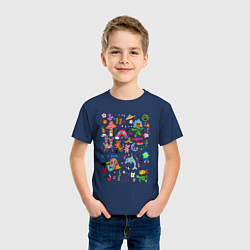 Футболка хлопковая детская Детский коллаж, цвет: тёмно-синий — фото 2