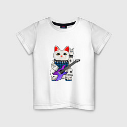 Детская футболка Японский кот нэко с гитарой