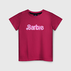Футболка хлопковая детская Барби - Фильм Логотип, цвет: маджента