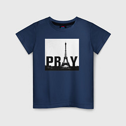 Футболка хлопковая детская Молись за Париж, цвет: тёмно-синий