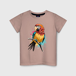 Детская футболка Акварельный попугай