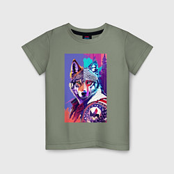 Детская футболка Стилизованный волк - поп-арт