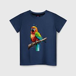 Футболка хлопковая детская Попугай какаду, цвет: тёмно-синий