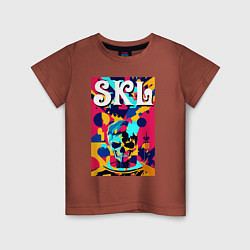 Детская футболка Funny skull - pop art - neural network
