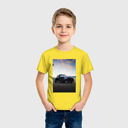 Футболка хлопковая детская Авто на фоне неба, цвет: желтый — фото 2