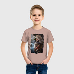 Футболка хлопковая детская Assassins Creed Mirage Асасин Крид Мираж, цвет: пыльно-розовый — фото 2