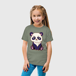 Футболка хлопковая детская Милашка панда, цвет: авокадо — фото 2