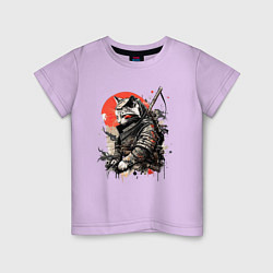 Детская футболка Японский самурай - кот
