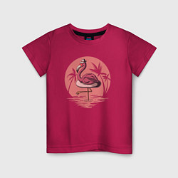 Детская футболка Розовый фламинго в очках и шляпе