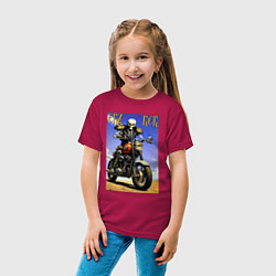 Футболка хлопковая детская Crazy racer - skeleton - motorcycle, цвет: маджента — фото 2