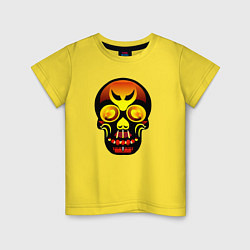 Детская футболка Череп яркий желто-красного цвета