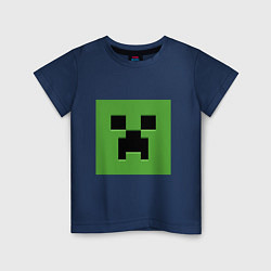 Футболка хлопковая детская Minecraft creeper face, цвет: тёмно-синий