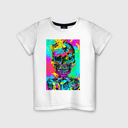 Футболка хлопковая детская Cool skull - pop art - vogue, цвет: белый