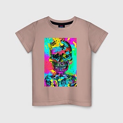 Футболка хлопковая детская Cool skull - pop art - vogue, цвет: пыльно-розовый