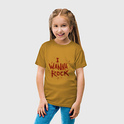 Футболка хлопковая детская I Wanna Rock - Я хочу зажигать, цвет: горчичный — фото 2