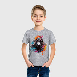 Футболка хлопковая детская Граффити с гориллой, цвет: меланж — фото 2