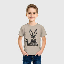 Футболка хлопковая детская Stay cool rabbit, цвет: миндальный — фото 2