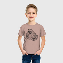 Футболка хлопковая детская Енот жирдяй, цвет: пыльно-розовый — фото 2