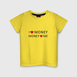 Футболка хлопковая детская Надпись Я люблю деньги деньги любят меня, цвет: желтый