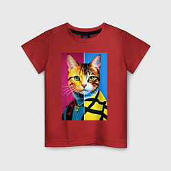 Детская футболка Портрет модного кота - поп-арт
