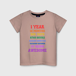 Детская футболка Один годик в днях - месяцах - минутах - секундах