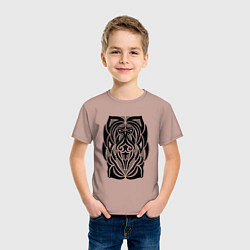 Футболка хлопковая детская Tribal Abstract Mask, цвет: пыльно-розовый — фото 2