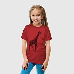 Футболка хлопковая детская Жираф гуляет, цвет: красный — фото 2