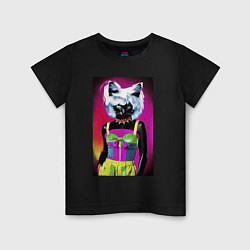 Детская футболка Cat fashionista - pop art - neural network